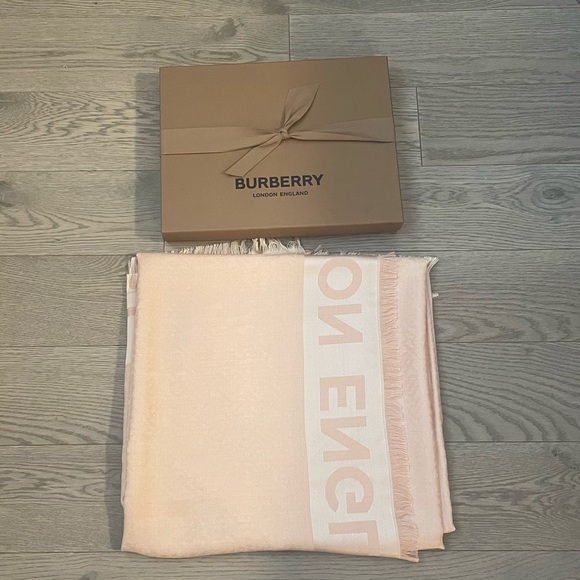 Authentic Burberry Monogram Silk Wool Large Square Scarf - Picture 8 of 14